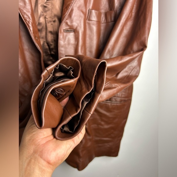 Hind Leather 100% Genuine Leather Brown Vtg 90s y2K Sz L retro boho motorcycle - Picture 10 of 14